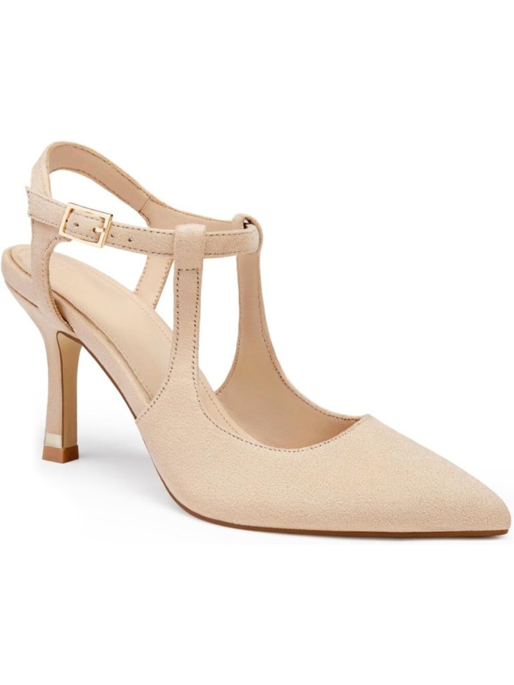 Women's Suede Nude High Heels Pointed Toe Ankle Strap Pumps Stiletto Shoes